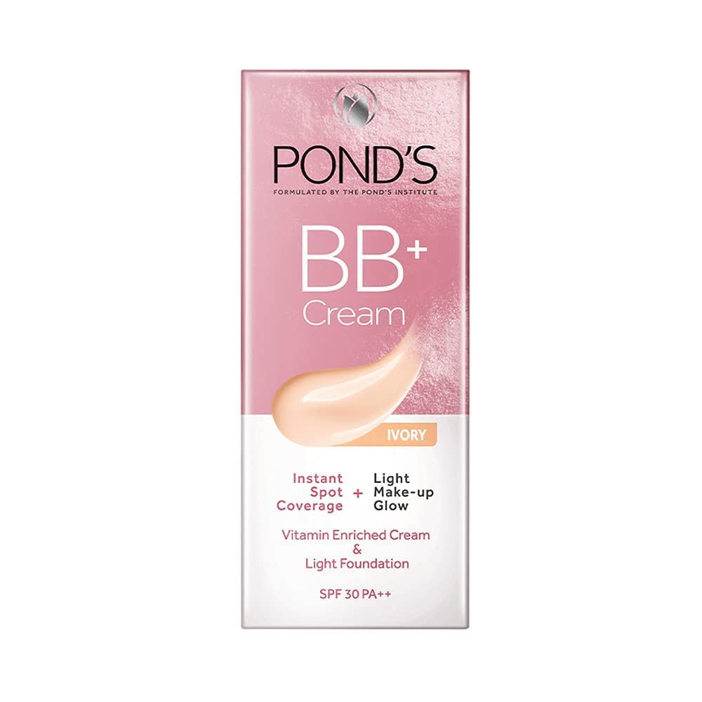 POND'S Bb+ Cream, Instant Spot Coverage + Light Make-Up Glow, Ivory 30G, Natural