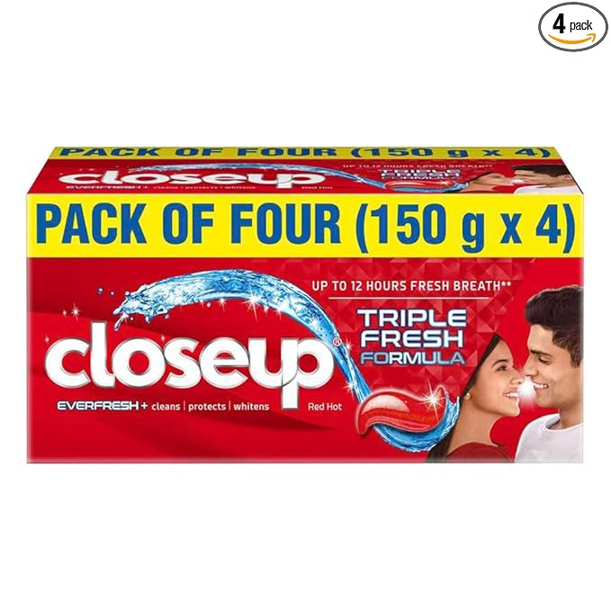 Closeup Everfresh+ Anti-Germ Gel Toothpaste Red Hot, 150 gm (Pack of 4)