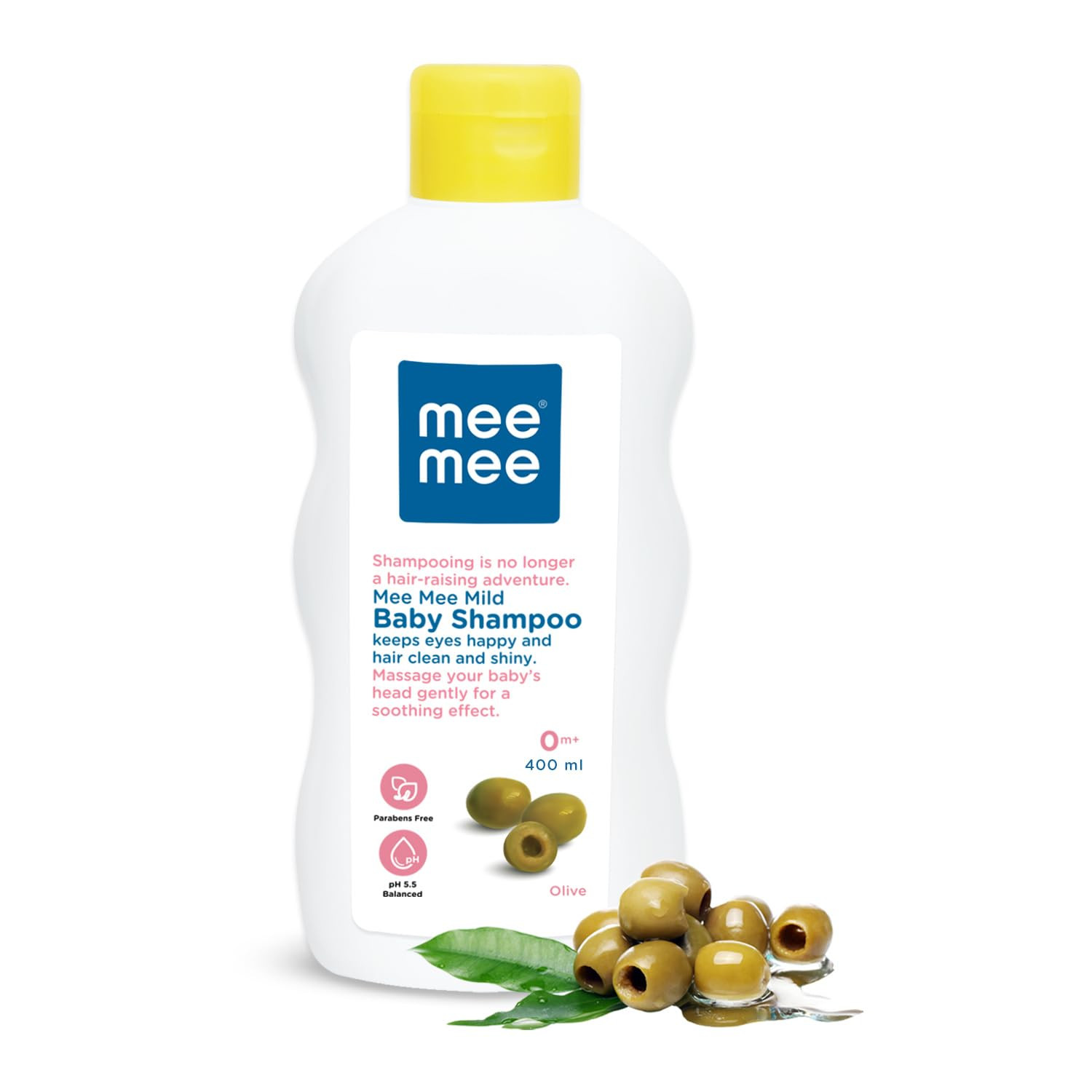 Mee Mee Gentle Baby Shampoo - Tear-Free Formula, Enriched with Olive Extracts, Nurturing for Infant Hair - From Birth Onwards, Dermatologist-Approved, (400ml)