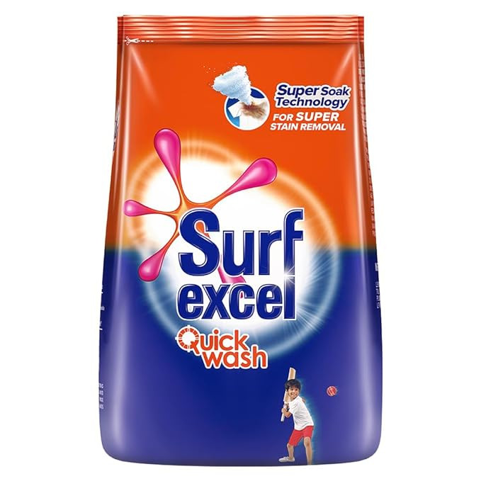 Surf Excel Quick Wash Detergent Powder 1 Kg, Washing Powder With Lemon & Bleach To Remove Tough Stains On Clothes. 1 Count