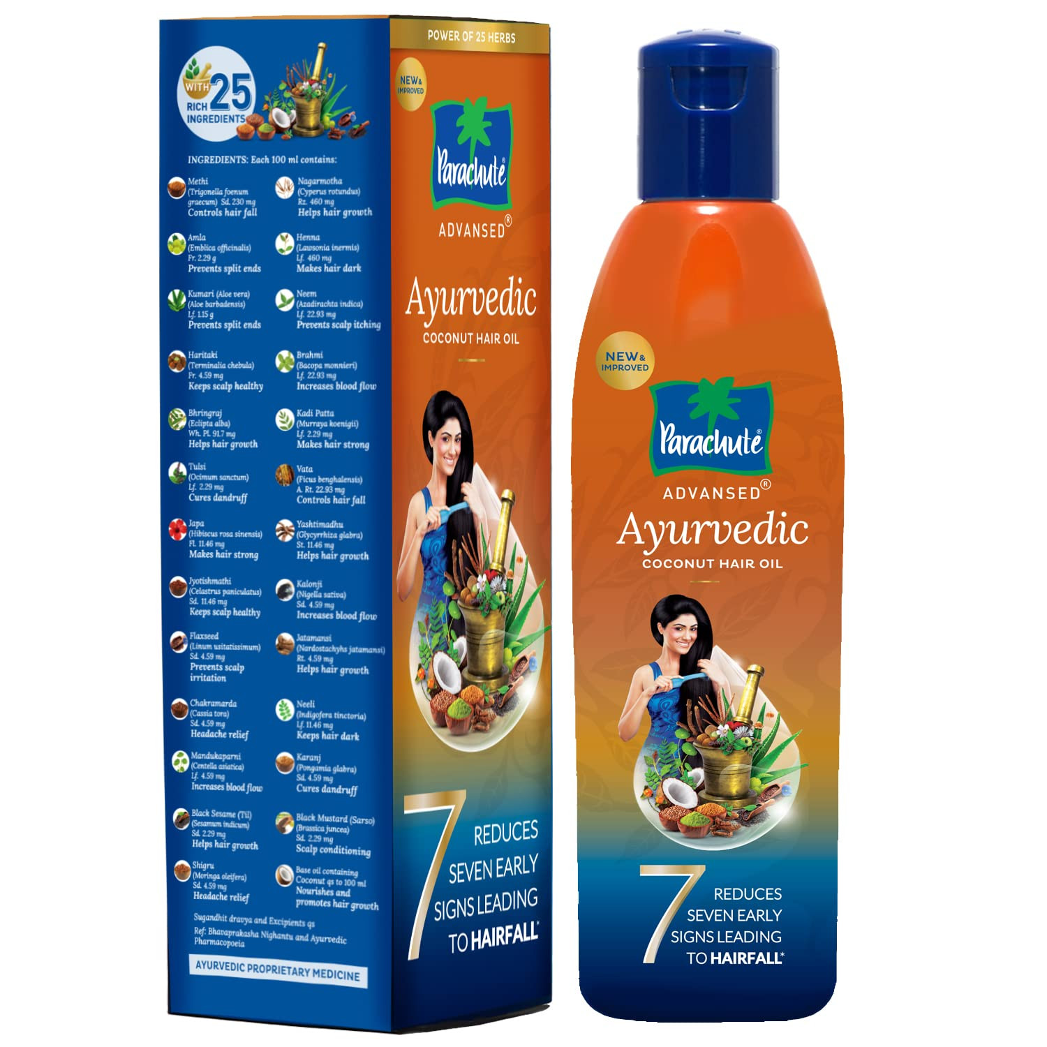 Parachute Advansed Ayurvedic Coconut Hair Oil With Neem, Amla, Bhringraj & 22 Natural Herbs | Reduces Dandruff, Thinning & Prevents Hairfall | 400ml