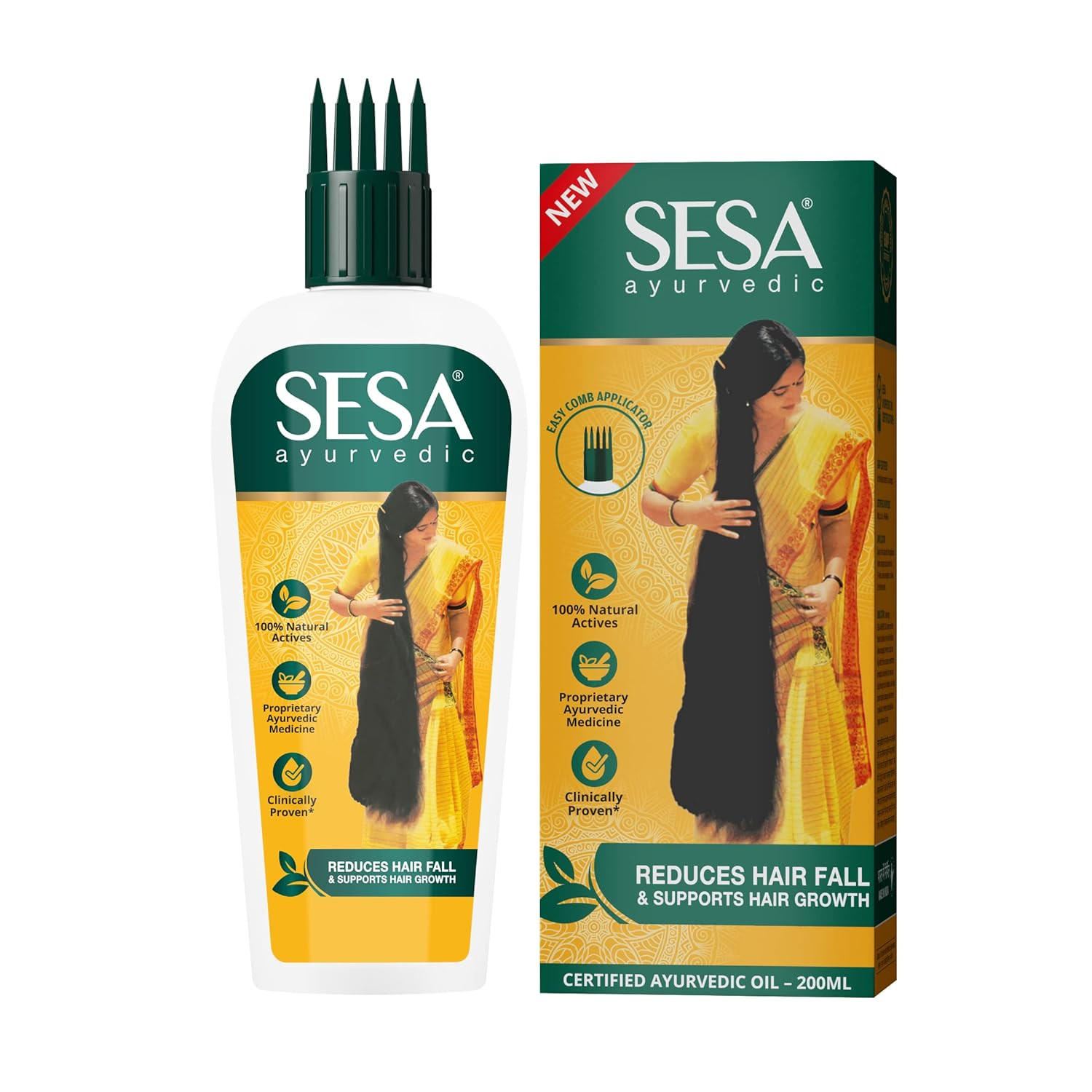 Sesa Ayurvedic Hair Oil | 5000 Year Old Kshir Pak Vidhi, Bhringraj & 17 Rare Herbs With 5 Nourishing Oils | All Hair Types | No Mineral Oil | 200 Ml (Pack Of 1)