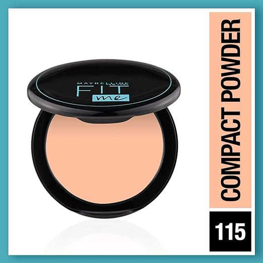 Maybelline New York Fit Me Matte + Poreless Compact Powder, 16H Oil Control with SPF 32, Matte Finish Compact Powder, 115 Ivory, 6g