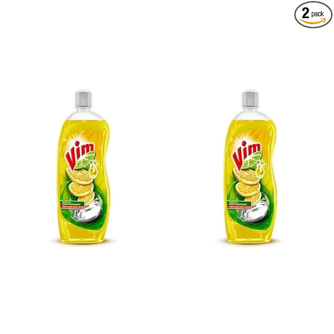 Vim Dishwash Liquid Gel Lemon, With Lemon Fragrance, Leaves No Residue, Grease Cleaner For All Utensils, 750 ml Bottle (Pack of 2)