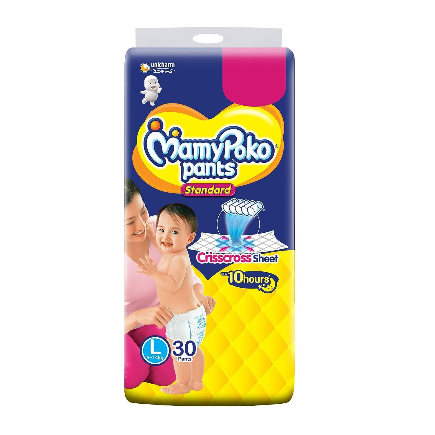 MamyPoko Pants Standard Baby Diapers, Large (L), 30 Count, 9-14 Kg