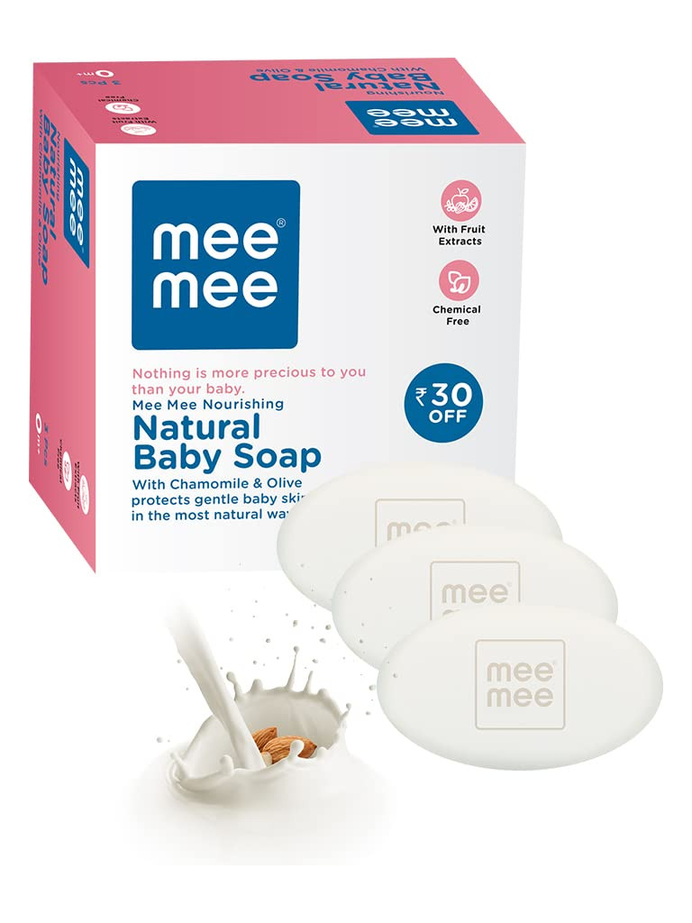 Mee Mee Gentle Baby Soap - Infused with Chamomile, Olive, Almond Oil, and Milk Extracts - Dermatologist Tested for Soft Baby Skin - Tear-Free Formula - 75g...