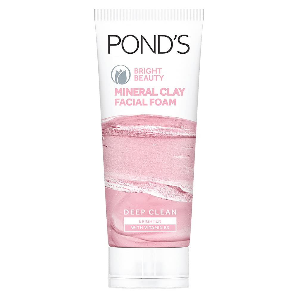 POND'S Bright Beauty Mineral Clay Vitamin B3, 4X Oil Absorbing, Brightening, For Oil Free Instant Glow, Face Wash 90 g