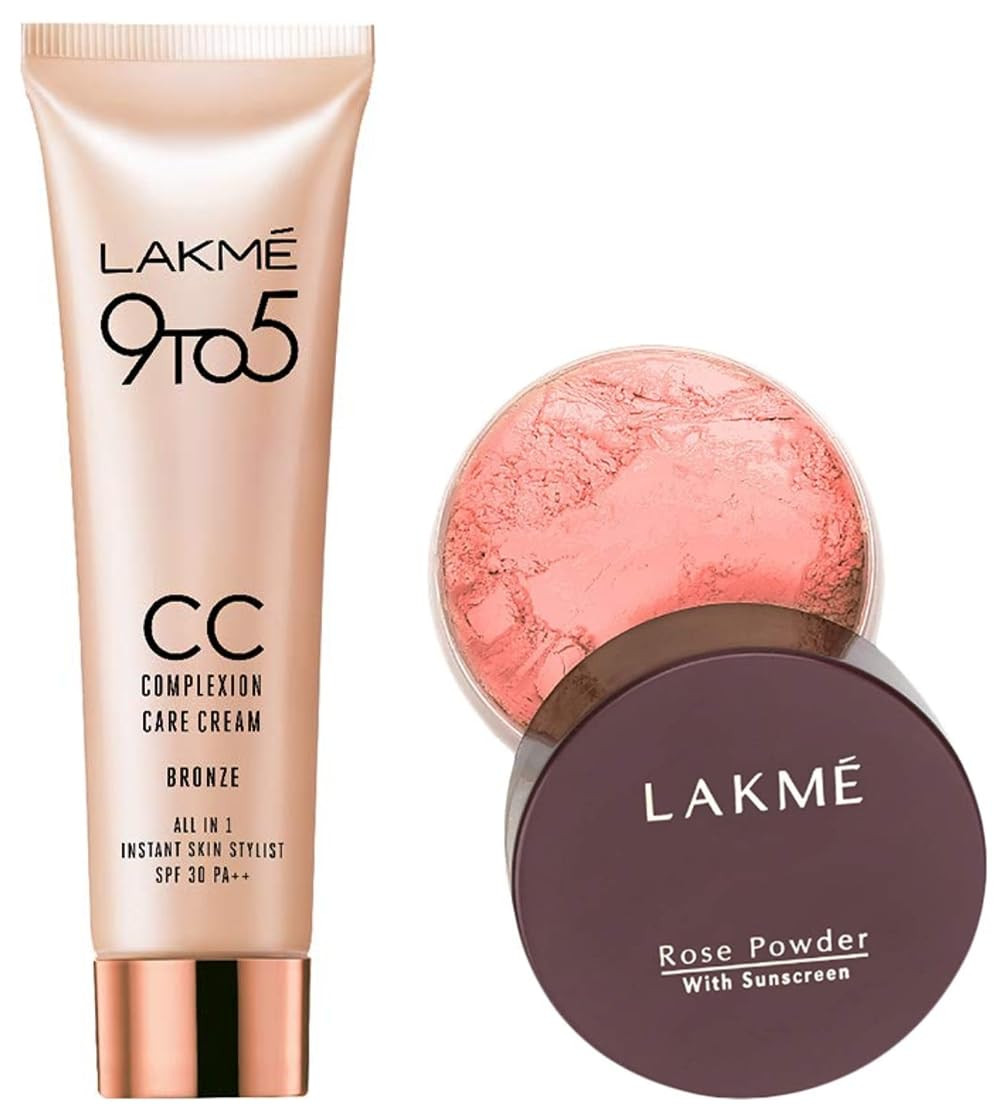 Lakme © Rose Face Powder, Warm Pink, 40g And Complexion Care Face Cream, Bronze, 9g