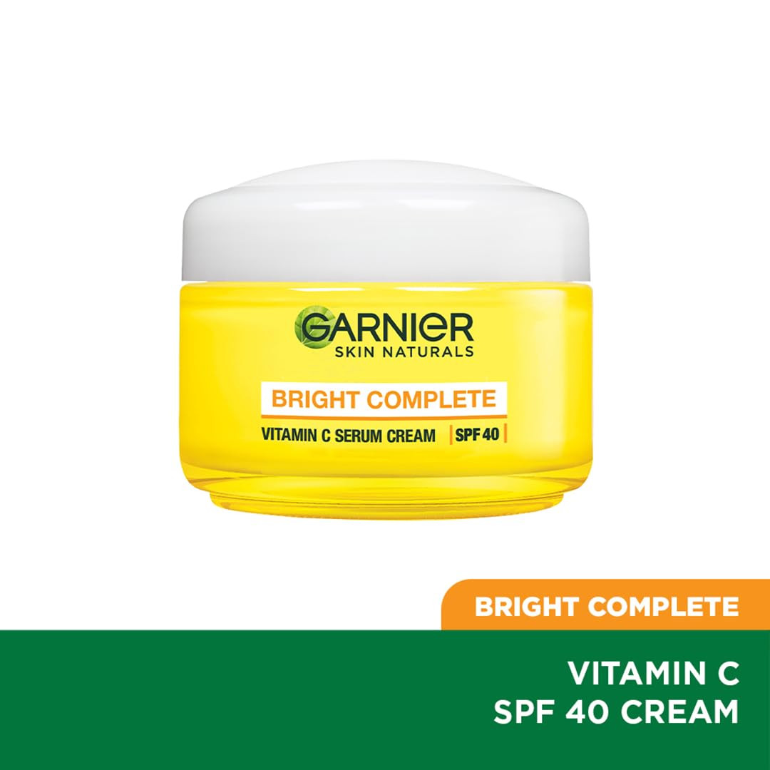 Garnier Skin Naturals, Day Cream, Brightening & Protects Skin from Sun, Bright Complete Vitamin C Serum Cream, 45 g