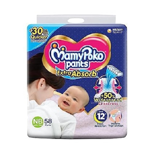 MamyPoko Extra Absorb Diaper Pants For Babies NEWBORN/XS (XS-56) UPTO 5 KG
