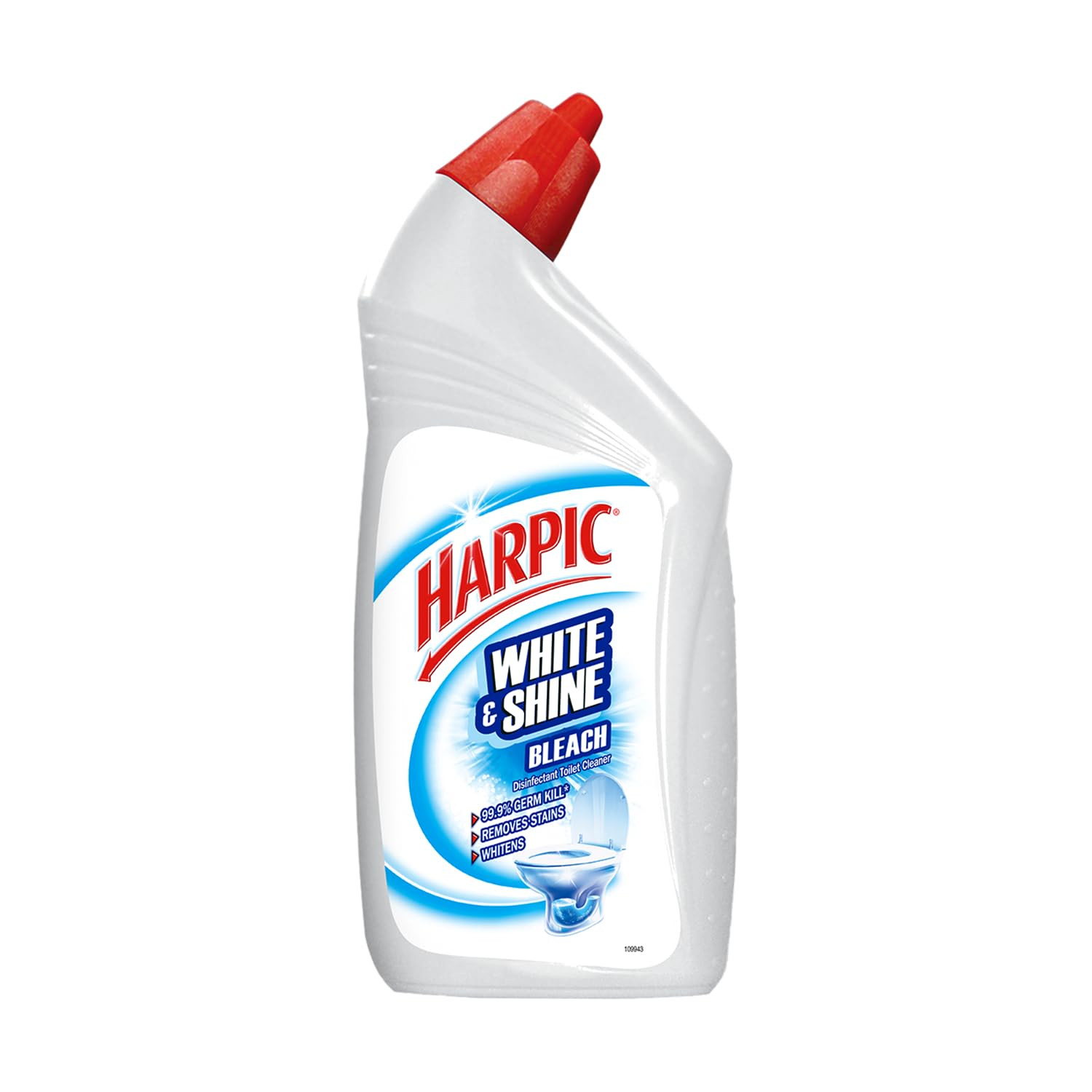 Harpic 1L, White and Shine Disinfectant Toilet Cleaner Bleach Liquid