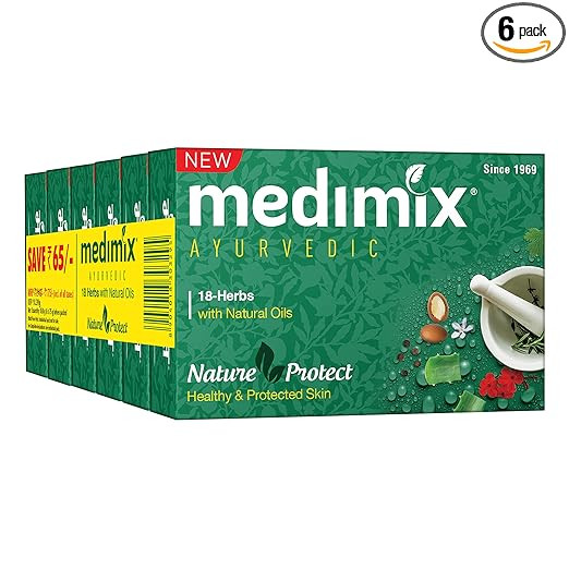 Medimix Ayurvedic Classic 18 Herbs Bathing Soap 75g (Buy 5 Get 1 EXTRA Combo Pack) | Natural Oils For Healthy & Protected Skin | Shop Herbal | Natural | Paraben-free & Sulphate-free | 100% Vegan