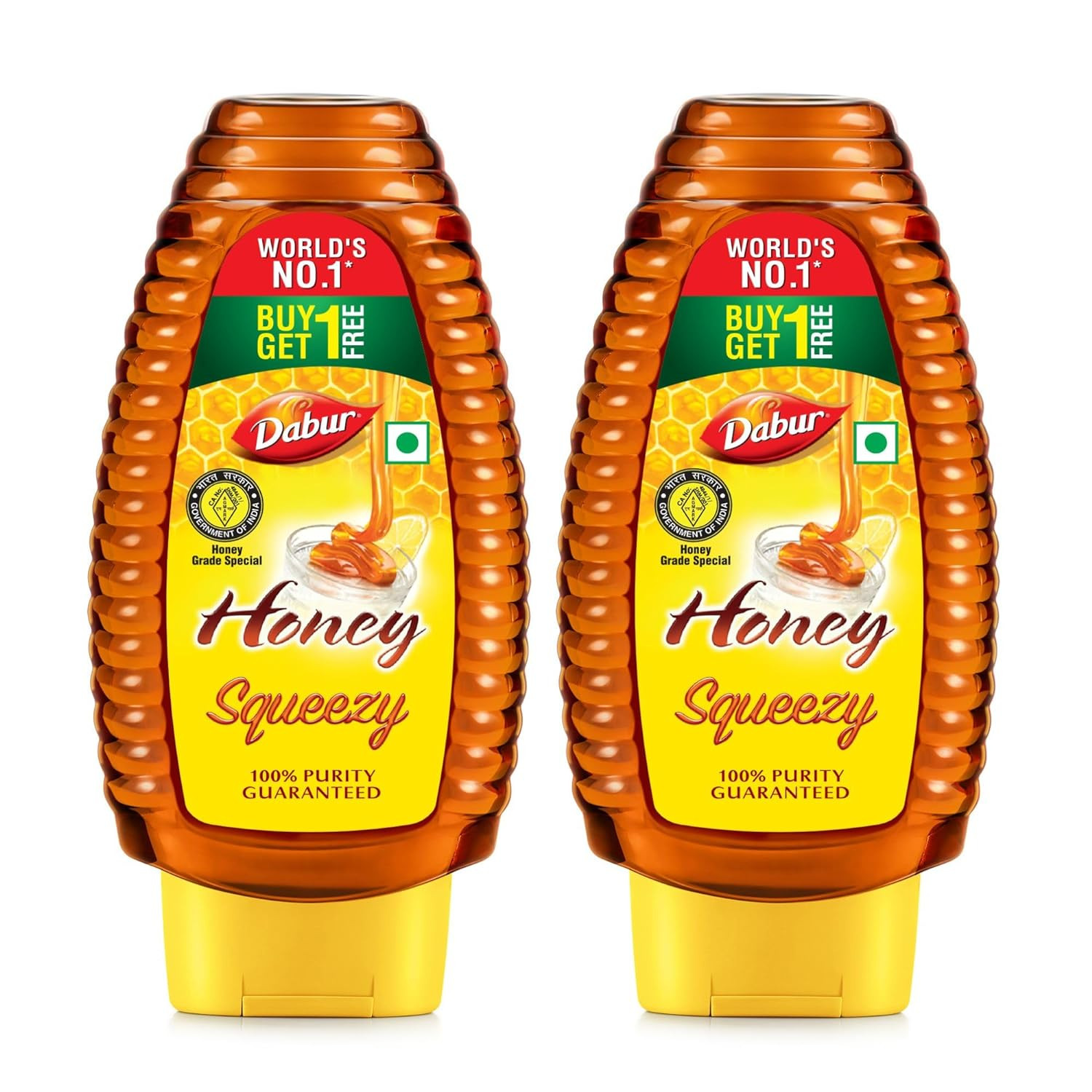 Dabur Honey Squeezy Pack – 450g (225g x 2, Pack of 2) | 100% Pure | World's No.1 Honey Brand with No Sugar Adulteration